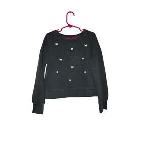 Cat & Jack Grey Butterfly Crewneck Sweatshirt Size Small (6/7)
